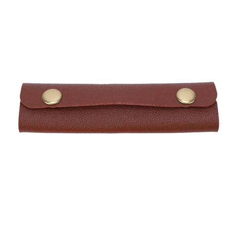 Brown leather pouch for 4 Inch HSS Drawknife With Twin Hickory Handles For Stripping Stubborn Bark Fast a Heavy Wood Shaping Tool.