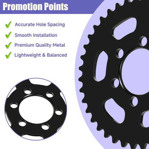 35 Chain Sprocket 40 Tooth Fits Baja DB30 Coleman CT100U CC100X CK100 TaoTao GK80 Motovox MBX10 MBX11, highlighting hole spacing and design
