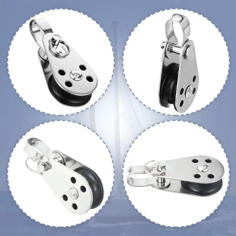 4 Pack Nylon Marine Pulleys With 316 Stainless Steel Bearings, Deck Ready Boat Rope Block For Sailboats, Yachts And Kayaks