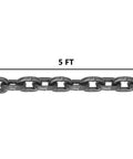 Chain sling, 5 ft length, 5/16 in alloy steel links, front view