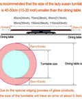 Size recommendation diagram for 360 Degree Heavy Duty Lazy Susan Turntable For Dining Tables Tempered Glass Swivel Serving Tray