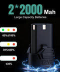 12V 2.0Ah battery for 3/8 Inch Cordless Electric Ratchet Wrench Kit With 40 Ft Lbs Torque, charging levels indicated