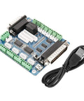 Beefy 5 Axis Stepper Motor Driver Controller Breakout Board Delivers Top Notch CNC Performance for DIY Makers Smooth Multi Axis Motion With Bipolar Signal Processing 5-axis CNC board with USB cable