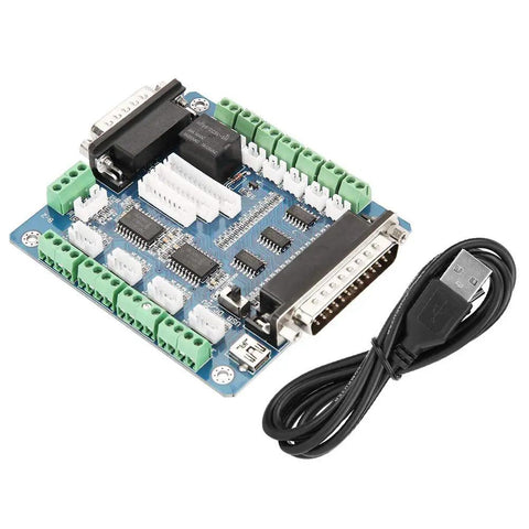 Beefy 5 Axis Stepper Motor Driver Controller Breakout Board Delivers Top Notch CNC Performance for DIY Makers Smooth Multi Axis Motion With Bipolar Signal Processing 5-axis CNC board with USB cable