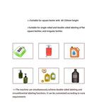 Automatic Double Side Square Bottle Labeling Machine With Snappy Touchscreen Interface And Rock Solid Conveyor For Zero Fuss Front Back Labeling Plus Optional Code Printing Heavy Duty Setup with various bottle types and sizes shown