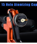 Heavy Duty Professional Pneumatic Paint Sprayer That Operates Like A Dream With An Adjustable Spray Pattern showing 15 hole atomizing cap details.