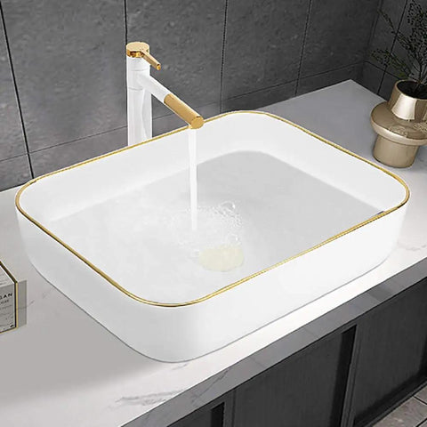 Minimalist Rectangle Porcelain Vessel Sink For Bathroom Above Counter Style Sleek Dope Modern Wash Basin With Light Luxury Appeal