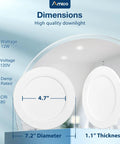 Diagram of 5 Or 6 Inch LED Recessed Lighting Kit, 12 Pack, 1050LM, Dimmable, IC Rated Retrofit, ETL Listed, showing dimensions