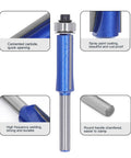Heavy Duty Top Bearing Flush Trim Router Bits For Woodworking Projects With Sharp Carbide Cutting Edge Nanometer Blue Coating 1/4 Inch Shank