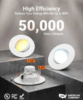 5 To 6 Inch LED Can Recessed Light Retrofit Kit With Gimbal Downlight, side view showing dimensions and light color options