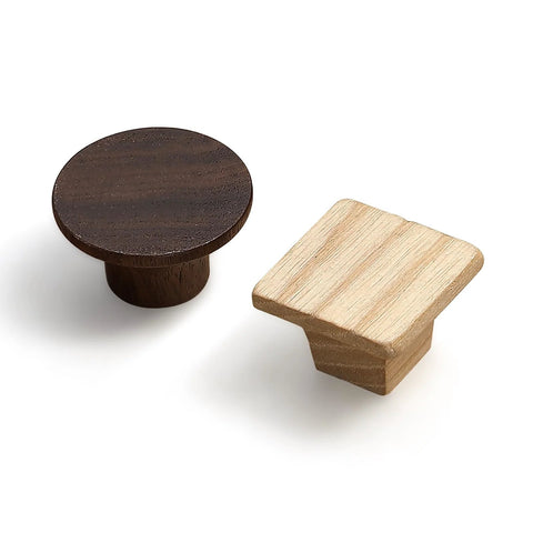 12 Pack Round Wooden Cabinet Door Handles Single Hole Knobs Minimalist Chinese Style Drawer Pulls