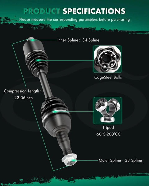 Beefy Front CV Axle Shaft Assembly For Chevrolet Impala 2000-2011 Pontiac Grand Prix 1997-2008 Buick Century 1997-2005 LaCrosse 2005-2009 Left Driver Side FWD AT NCV10235, 22.06in