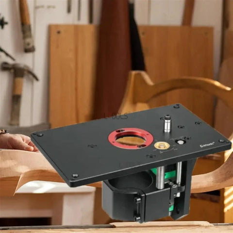 Precision Router Lift Table Engineered For Daily Shop Grind With Rugged Aluminum Alloy Frame, 250x150mm, shown with wood surface detail.