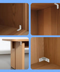 Rock Solid 1 Inch Stainless Steel L Brackets 40 Pack With 80 Countersunk Screws Rustproof corner braces supporting wood shelves.