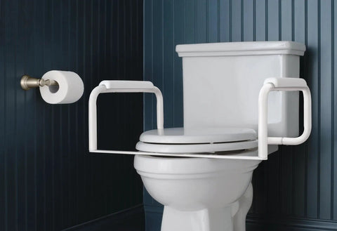 Glacier White Toilet Grab Bar For Safety And Independence, Senior Bathroom Rails That Hold Up To 250 Lbs, Easy Install in bathroom