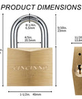 Heavy Duty Brass Padlock With Key One And Nine Sixteenth Inch Wide Body Two Pack Keyed Alike Locker Locks dimensions