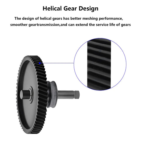 Hardened Steel Extruder Gear Kit With DLC Coated Shaft For A1 And A1 Mini 3D Printers showing helical gear design close-up.
