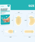 Hydrocolloid Gel Blister Bandages Variety Pack 32 Count Waterproof Adhesive Pads dimensions for heel, foot, toe, and fingers