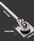 Manual Metal Bending Tool for Steel and Copper Pipes and Hoses, shown with dimensions 34cm and 7.5cm, metal construction.