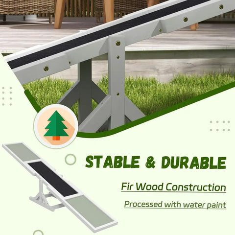 71 Inch Dog Agility Seesaw Outdoor Training Platform With Color Marked Zones Slip Resistant Wood Construction Ideal For Beginners To Pros