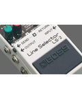 Close-up of Line Selector And Power Supply Pedal For Guitars Quick Switch Between Stacks Of Amps And Effects Manage Two Line Loops
