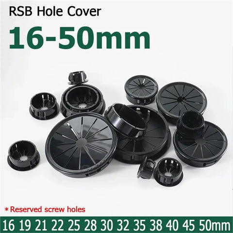Heavy Duty Black Snap On Desk Grommets Kit For Round Cables 16 To 50mm With Soft Rubber Liner To Stop Fray And Save Wires Neatly, 16-50mm