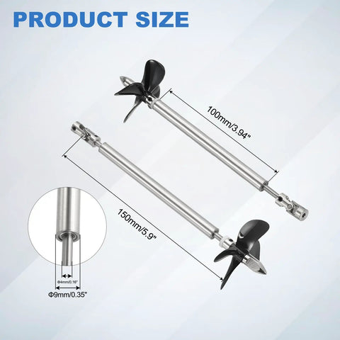 Drive Shaft With Propeller Universal Joint For RC Boats, DIY Friendly, L150Mm Shaft L100Mm Sleeve D55Mm Stainless Steel 4 Bladed Paddle