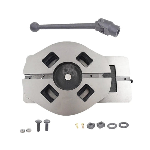 4 Inch Heavy Duty Milling Machine Vise With 360 Degree Swivel Base Ductile Iron Lockdown Vise For Finishing Milling And Drilling Parts, Rock Solid Precision, Smooth Rotation, Built To Last, with handle and mounting hardware