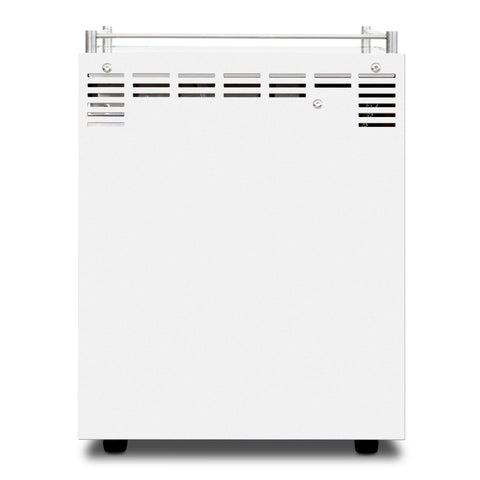 Rear view of Duo Espresso Machine With PID Temperature Control And Programmable Volumetric Settings, white finish.