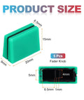 Universal Fader Knobs For DJ Controllers And Mixers Green Black Rubber Replacement Caps Slider Potentiometer size details