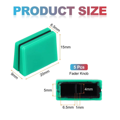 Universal Fader Knobs For DJ Controllers And Mixers Green Black Rubber Replacement Caps Slider Potentiometer size details