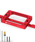 Pro Grade 6061 Aluminum Door Hinge Template Kit For Router And Jamb with tools, anodized red frame, front view