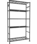 Heavy Duty Five Tier Storage Shelves With Leveling Feet And Side Hooks For Garage Bedroom Or Balcony Wobble Free Metal Rack 32.1 Inch By 12.4 Inch By 71.4 Inch Large Capacity Organizer In Black