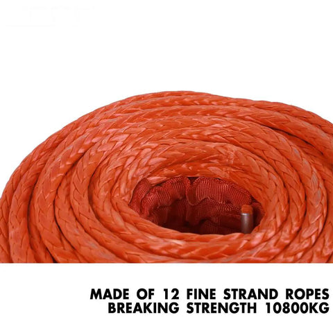 Three Eighths Inch 100 Foot Synthetic Winch Rope 23800 Lb Capacity With Protective Sleeve And Heavy Duty Hook For 4x4 Off Road Jeeps ATVs UTVs And SUVs Orange