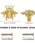 Golden bee cabinet knob with dimensions 4cm and 1.41inch beside screws, Elevate Your Vibe With These Charming Bee Cabinet Knobs Set Of 8
