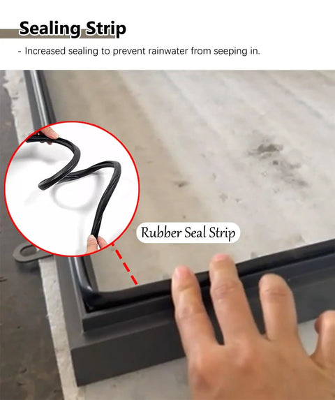 Rock Solid White Roof Access Hatch With Lockable Handle And Gas Struts Aluminum Galvanized Steel Maintenance Door showing rubber sealing strip for waterproofing