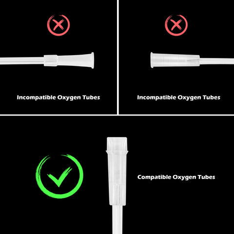IOOYIFLE oxygen tubing swivel connectors, 10-pack; white plastic male-to-male cannula adapters shown in front and side views.