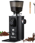 Straight Fire Coffee Setup With This Legit Heavy Duty Commercial Grinder Using A Sharp 64 Millimeter Flat Burr and Eight Fine Tuned Settings For Daily Espresso Or French Press Perfection with 35oz bean reservoir.