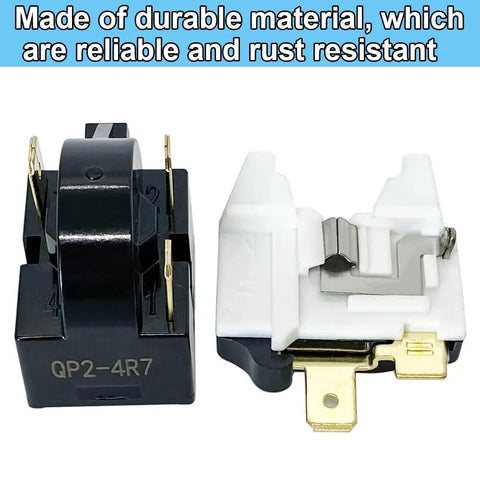 4.7 Ohm 3 Pin PTC Start Relay with Overload Protector, durable materials for Whirlpool, Vissani, Kenmore fridges