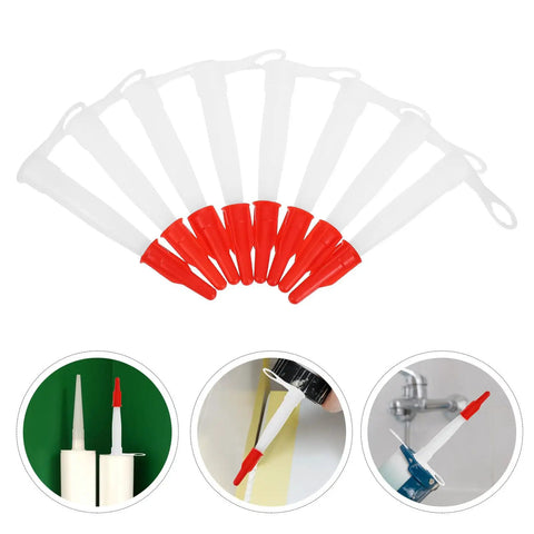 Super Fast Swap 100 Pack Plastic Caulking Nozzle Extenders With 1/2 Inch Thread For Hot Glue Guns And Sealant Jobs To Speed Up DIY Home Repair Work, red caps