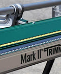 Mark II Trimmaster Aluminum Bending Brake With Power Lock, heavy-duty, 10 ft x 6 in, close-up of tool structure and label