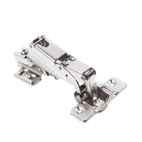 Close-up of Rotating Concealed Cabinet Hinges With Screws, 165 Degree Corner Fold Door Hardware made of steel for smooth operation.