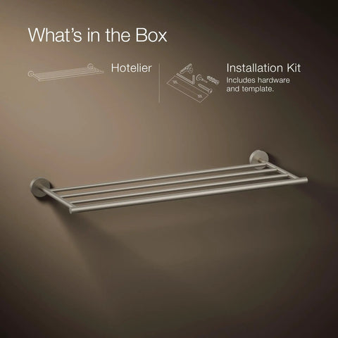 Elate Hotelier Brushed Nickel Bathroom Accessory With Premium Metal Construction, Easy One Day Install, Modern Design rack