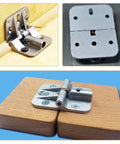 LIFKOME 2-pack zinc alloy cabinet hinges with torque control, 180-degree, for folding tables/desks, installed.