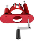 Pro Grade Router Lift Kit For Table Insert Bases With Dead Steady Height Adjustment And Rock Solid Clamping, Includes Hex Wrenches, Smooth Black Anodized Finish, red metal construction