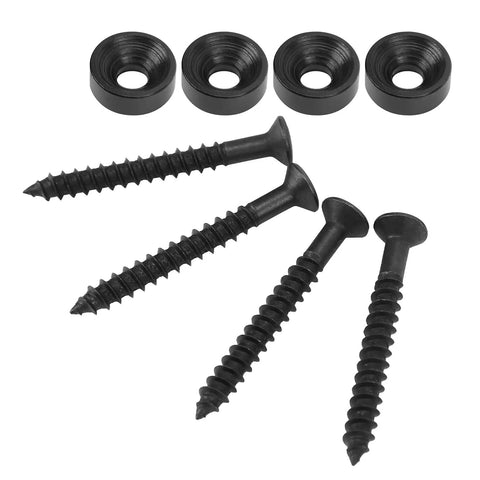 Guitar Neck Screws And Joint Bushing Set For Electric Bass 4 Piece Ferrule Fasteners With Shims String Ferrules Durable Metal Hardware For A Quick Snug Neck Fit And Rock Solid Install Black, 4 black bushings and screws