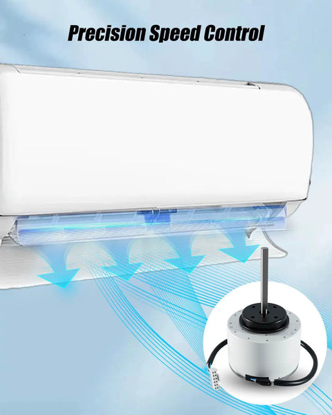 Replacement DC Brushless AC Motor For Midea Inverter Indoor Unit, 310V 58W 1350R/Min CCW with airflow illustration