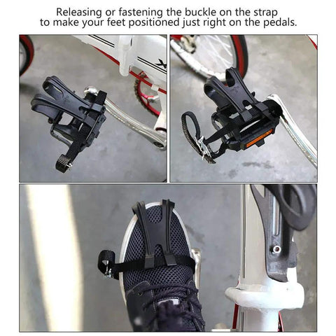 Durable Nylon Bicycle Pedals With Integrated Toe Clips And Straps For Spin Bikes And Kids Bikes Training Pedals With Non Slip Cages