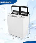 Giantex portable twin-tub washer-spinner, front view; 18-lb washer and 8-lb spinner, white with gray lid.