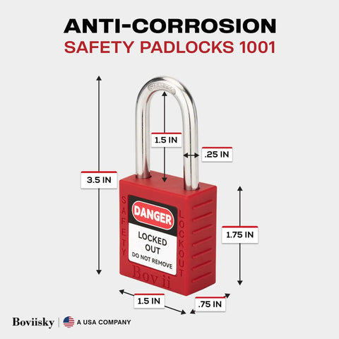 Lockout Tagout Safety Padlock Set With 6 Red Keyed Different Locks And Two Keys Per Lock For OSHA Compliance, red padlock dimensions